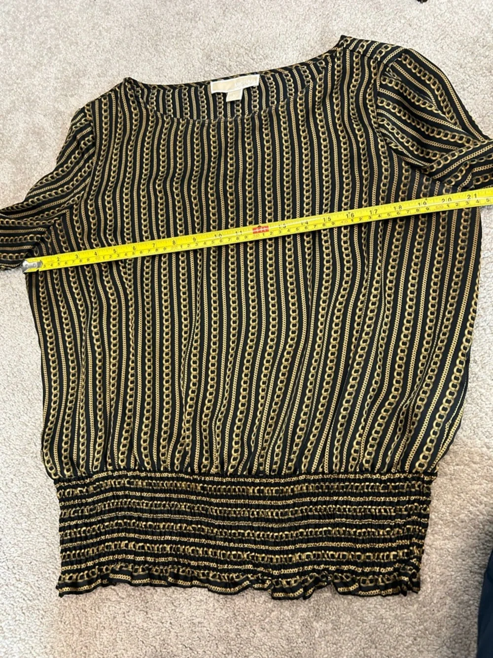 Michael Michael Kors women's blouse black gold chain print elastic waistband L - Picture 8 of 11